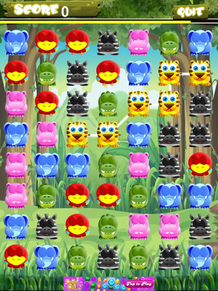A Jungle Match Mania - Interconnect Wild Emoji Animals To Win iPad  स्क्रीनशॉट