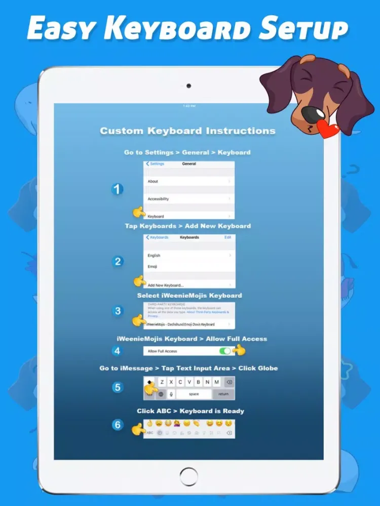 Tangkapan skrin iWeenieMojis - Dachshund Emoji Doxin Keyboard iPad 