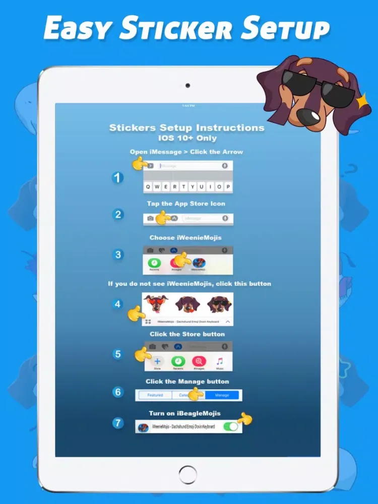 Tangkapan skrin iWeenieMojis - Dachshund Emoji Doxin Keyboard iPad 