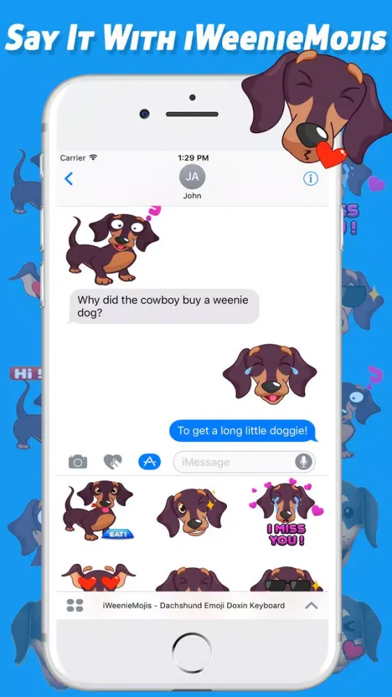 Tangkapan skrin iWeenieMojis - Dachshund Emoji Doxin Keyboard