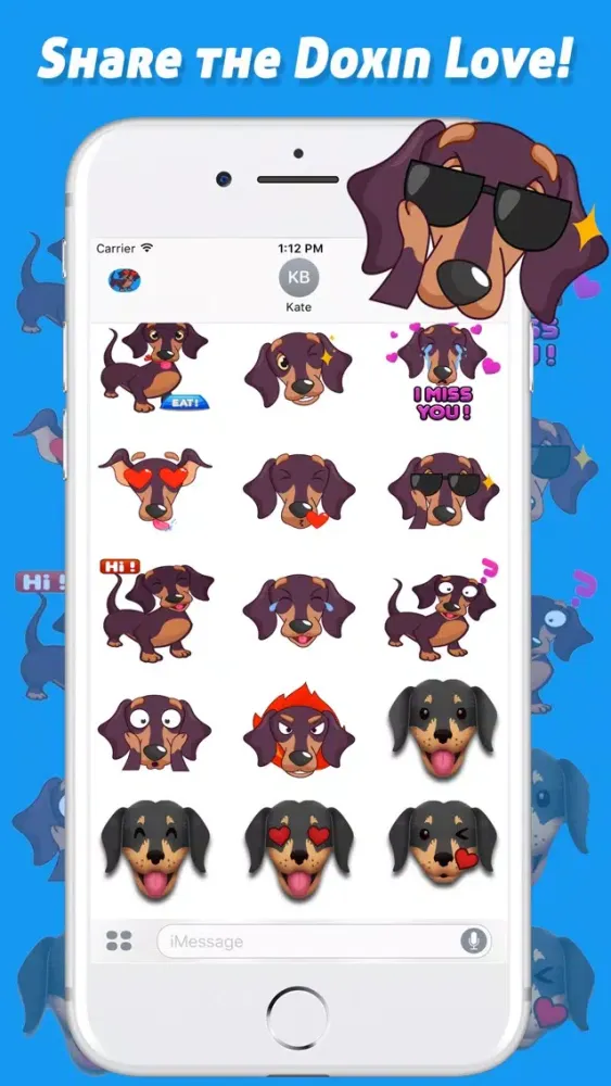 Tangkapan skrin iWeenieMojis - Dachshund Emoji Doxin Keyboard