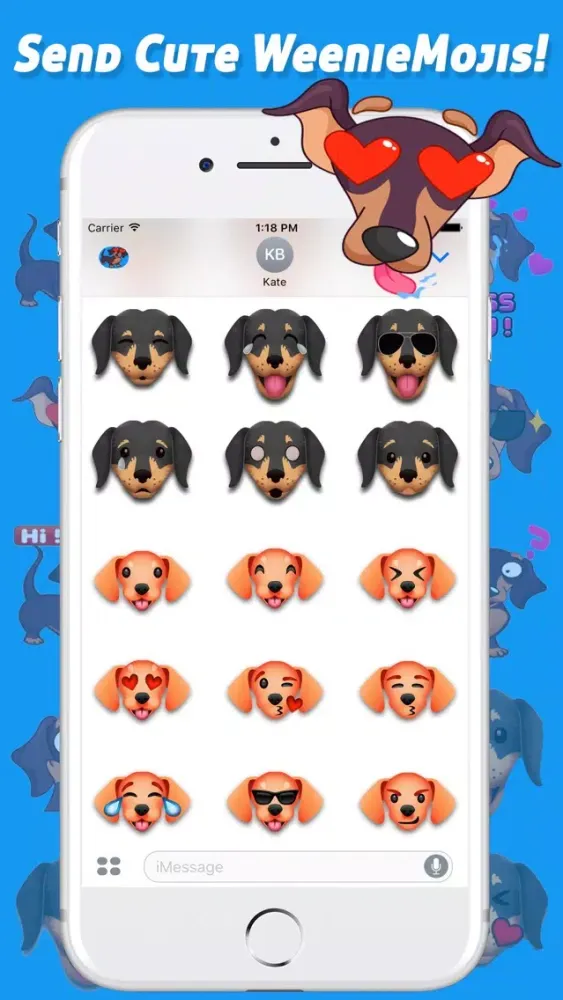 Tangkapan skrin iWeenieMojis - Dachshund Emoji Doxin Keyboard