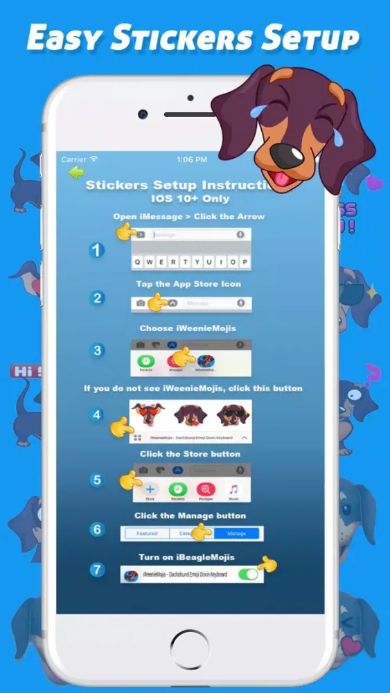 Tangkapan skrin iWeenieMojis - Dachshund Emoji Doxin Keyboard