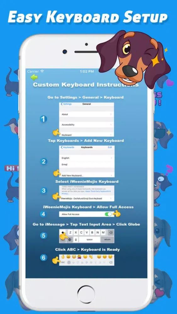 Tangkapan skrin iWeenieMojis - Dachshund Emoji Doxin Keyboard