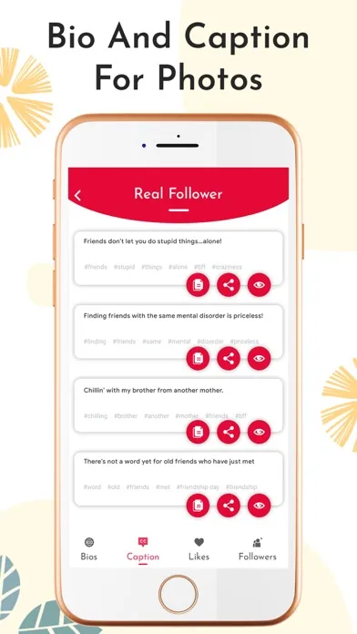ภาพหน้าจอของ Bio caption & hashtags for IG