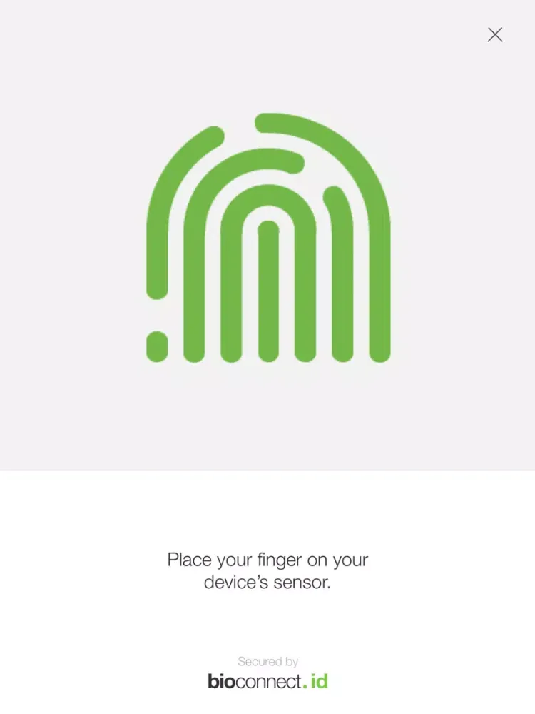 ภาพหน้าจอของ BioConnect ID iPad 