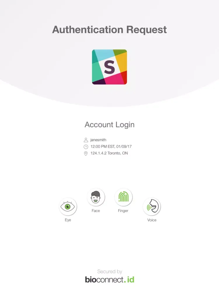 ภาพหน้าจอของ BioConnect ID iPad 