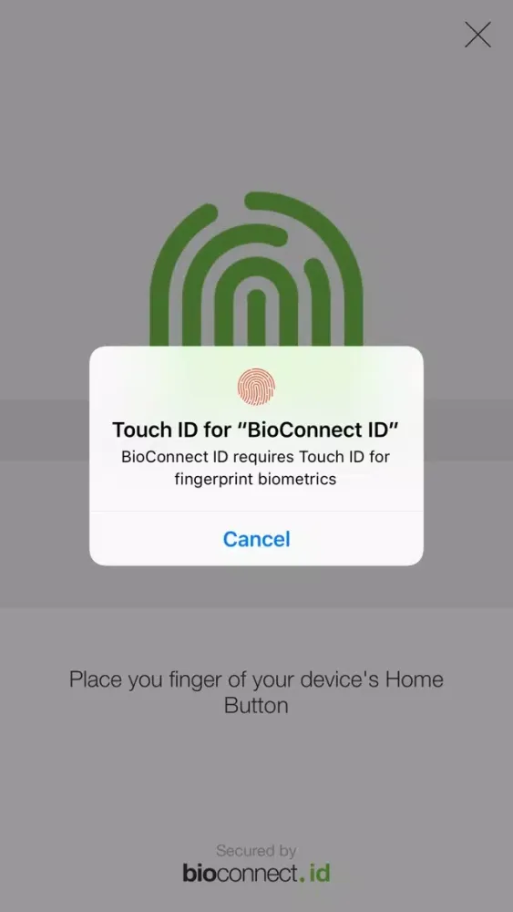 ภาพหน้าจอของ BioConnect ID