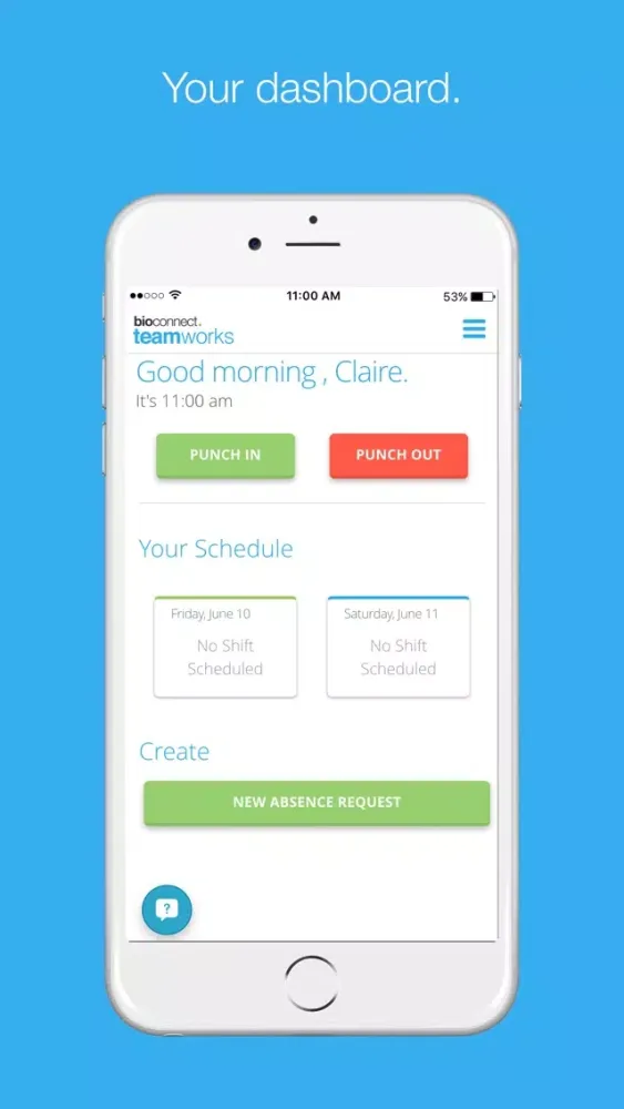 Capturas de tela do BioConnect TeamWorks - Time and Absence Management