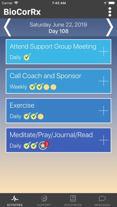 Zrzuty ekranu BioCorRx Recovery Program