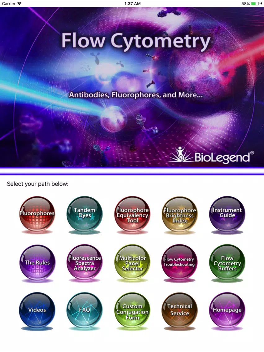 ภาพหน้าจอของ BioLegend Flow Cytometry Application iPad 