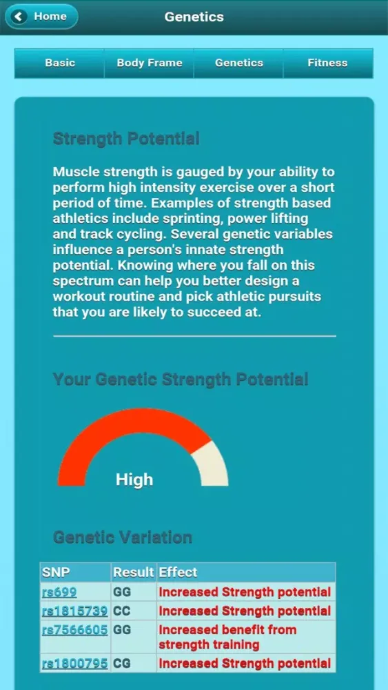 DNA Fitness Tracker Screenshots