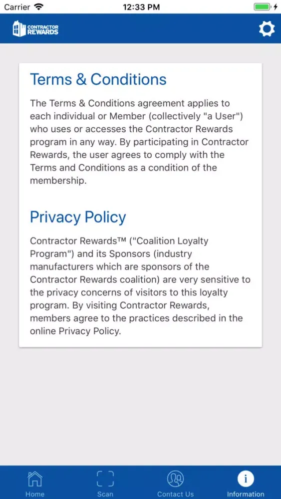 Ảnh chụp màn hình của Contractor Rewards