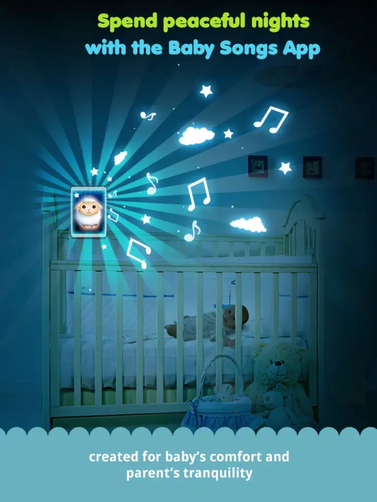 Baby songs 2 : bed time companion with lullabies,white noises and night light iPad  Screenshots