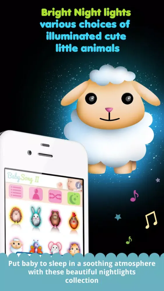 Baby songs 2 : bed time companion with lullabies,white noises and night light Screenshots