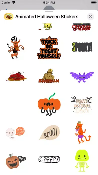Capturas de tela do Animated Halloween Stickers