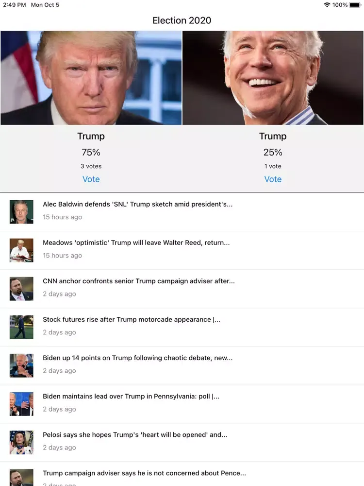 Capturas de tela do Election 2020 Updates iPad 