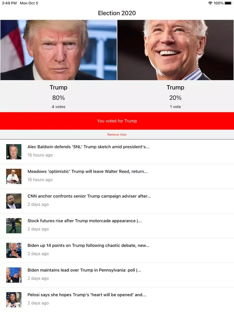 Capturas de tela do Election 2020 Updates iPad 