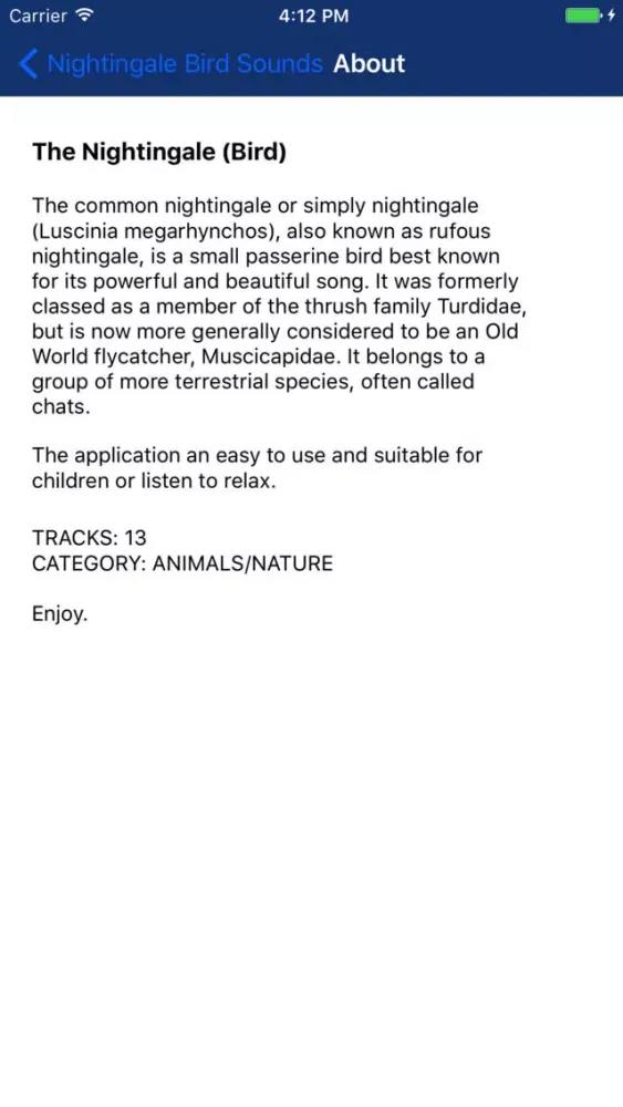 Captures d'écran de Nightingale Bird Sounds