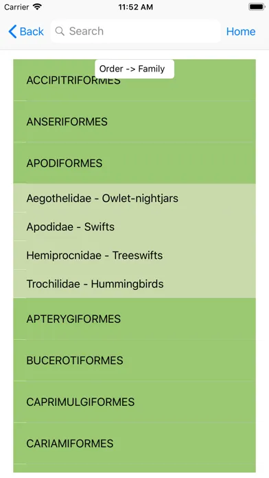 Capturas de tela do Bird Data Database Browser