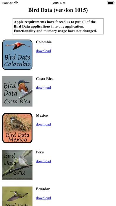 Tangkapan layar Bird Data