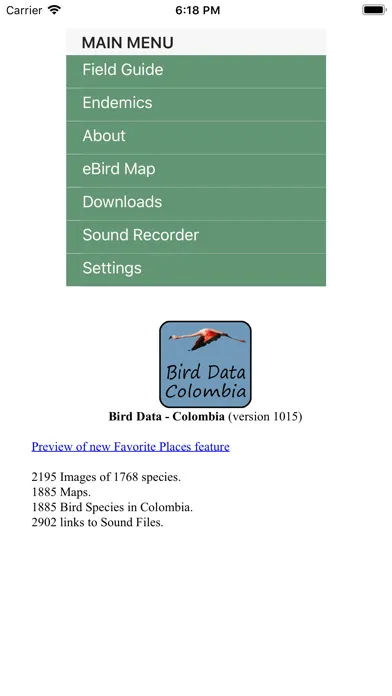 Tangkapan layar Bird Data
