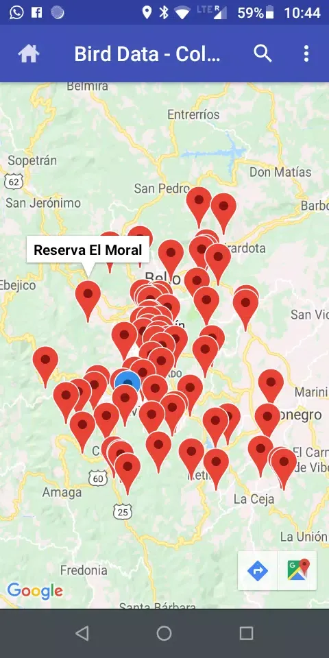 Screenshot di Bird Data - Colombia