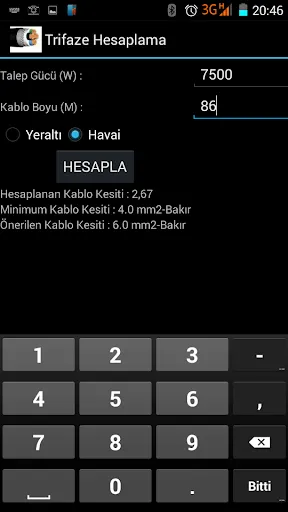 Tangkapan layar LV Cable Section Calculation