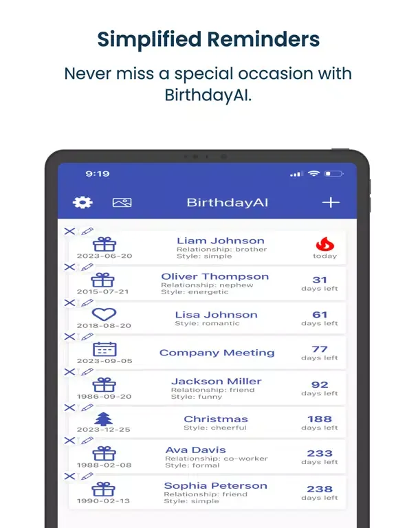 Скриншоты Birthday AI Reminders & Cards iPad 