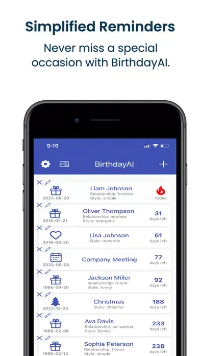 Скриншоты Birthday AI Reminders & Cards