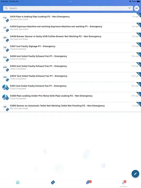 Ảnh chụp màn hình của Nurvu Ticketing iPad 