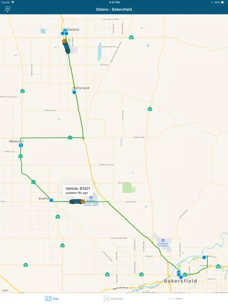 Tangkapan layar Kern Transit iPad 