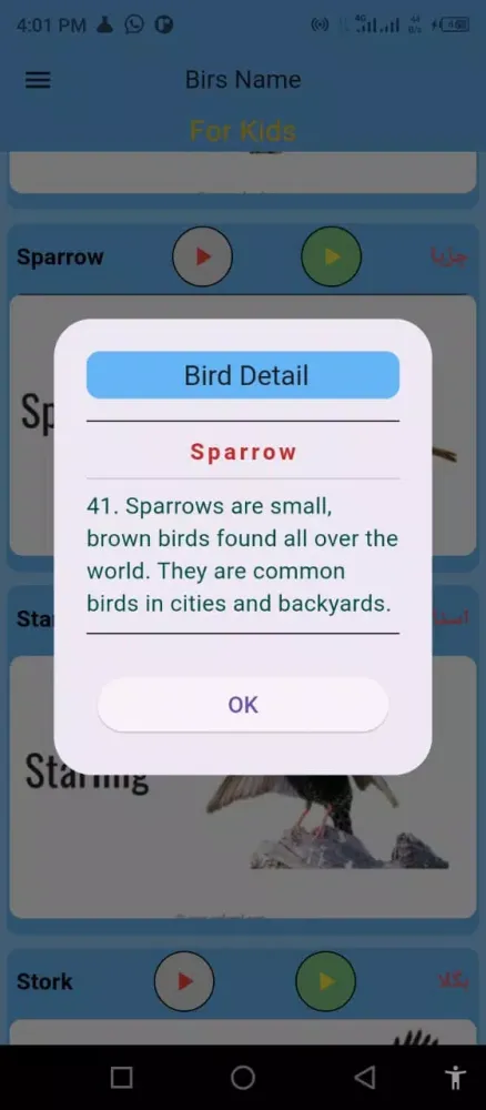 Birds Name for Kids Ekran Görüntüleri
