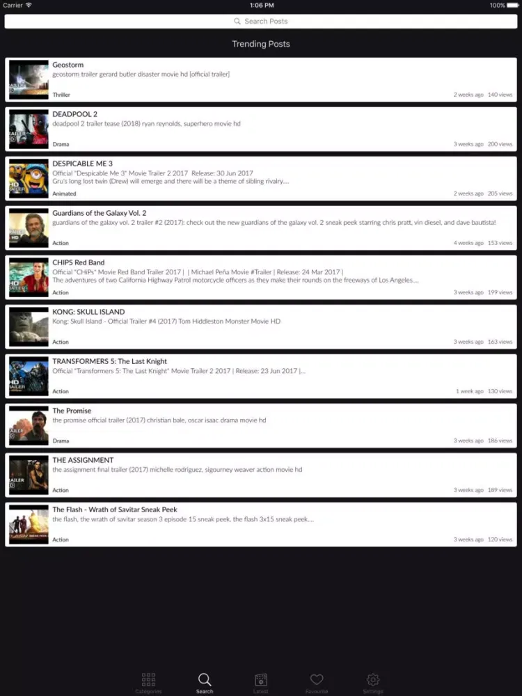 Hollywood Movie Trailers iPad  Screenshots