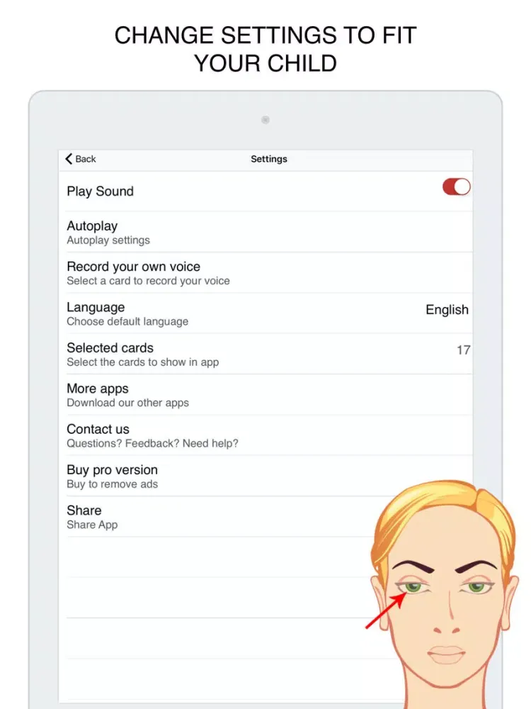 Capturas de tela do Body Parts Flashcard for babies and preschool Pro iPad 