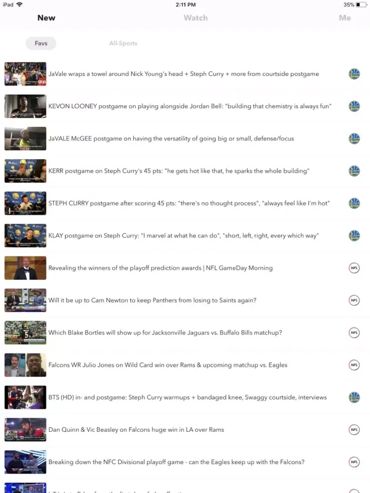 Sports for YouTube iPad  স্ক্রিনশট