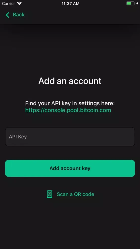 Tangkapan skrin Bitcoin.com Mining Pool