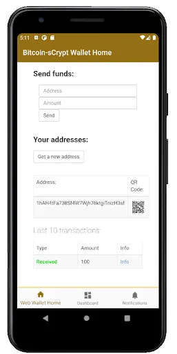 Screenshot di Bitcoin-sCrypt [BTCS] Wallet