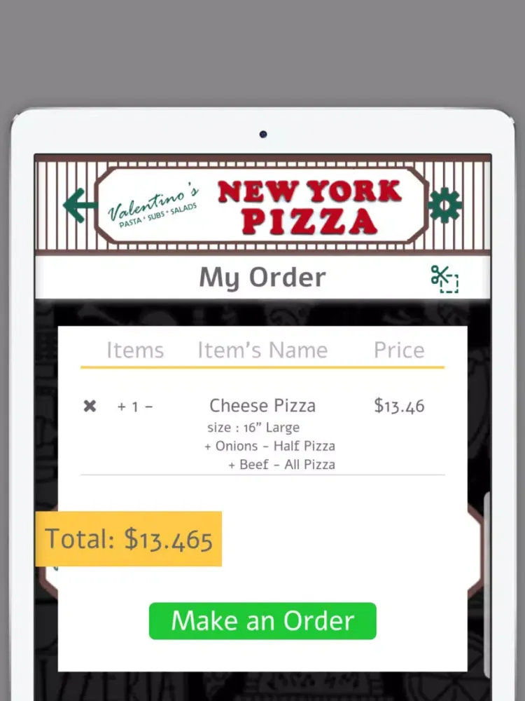Valentino’s New York Pizza iPad  স্ক্রিনশট