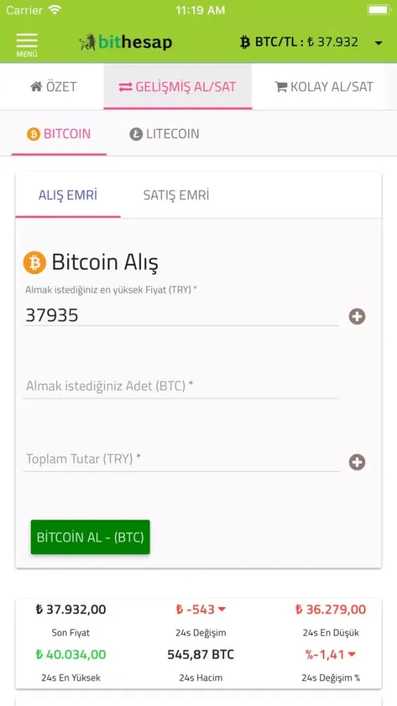 Bithesap - Bitcoin & Altcoin سکرین شاٹس