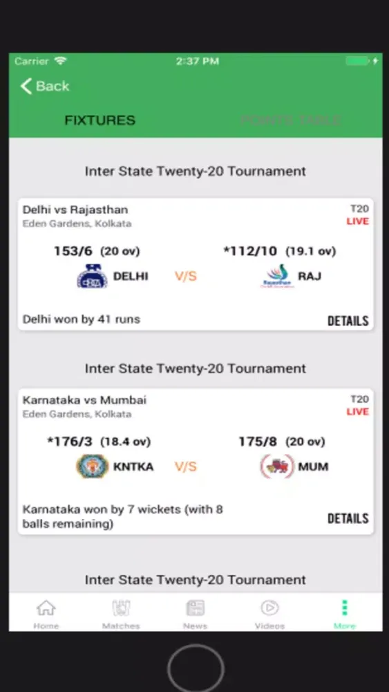 Capturas de tela do CRIKNOW: Cricket Scores & News