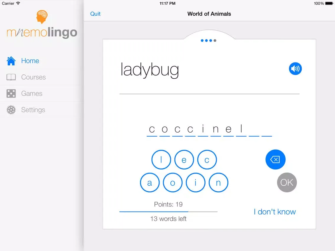 MnemoLingo - The Italian Word Trainer iPad  スクリーンショット