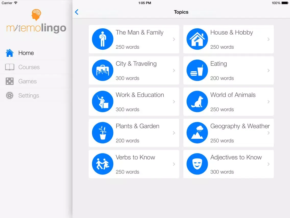 MnemoLingo - The Italian Word Trainer iPad  スクリーンショット