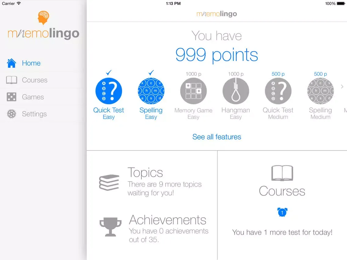 MnemoLingo - The Italian Word Trainer iPad  スクリーンショット
