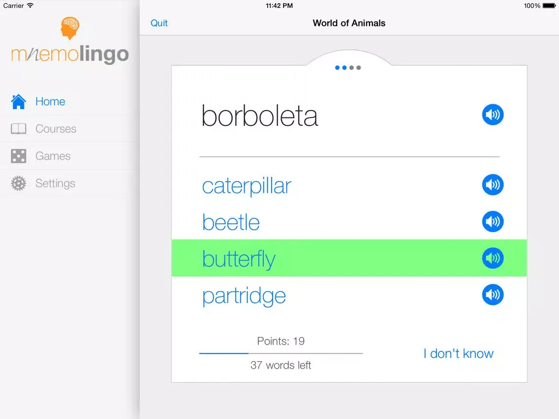 MnemoLingo - The Portuguese Word Trainer iPad  スクリーンショット