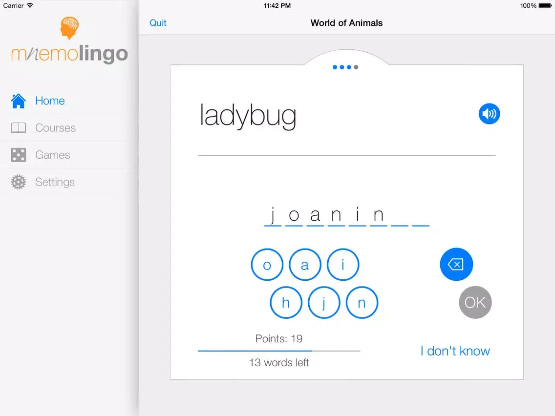MnemoLingo - The Portuguese Word Trainer iPad  スクリーンショット