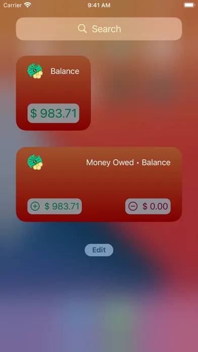 Capturas de tela do Money Owed