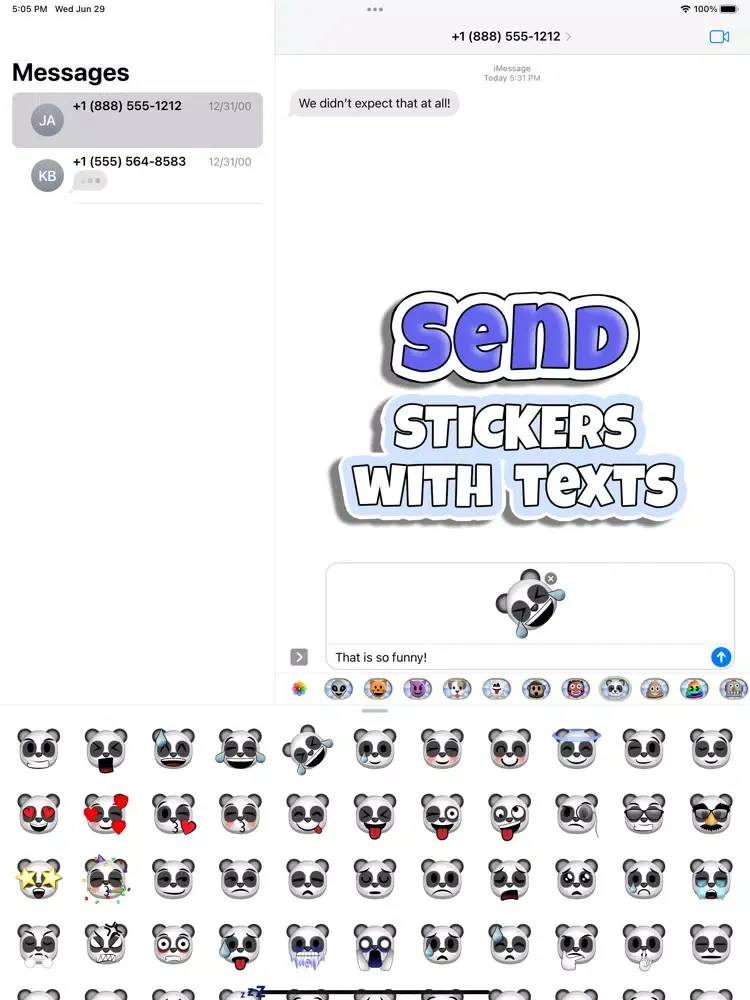 Sticky 'Moji: Panda Stickers iPad  Screenshots