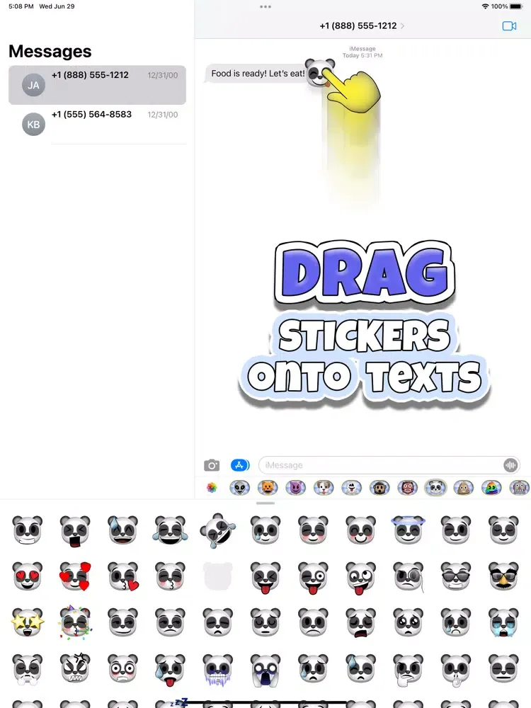 Sticky 'Moji: Panda Stickers iPad  Screenshots