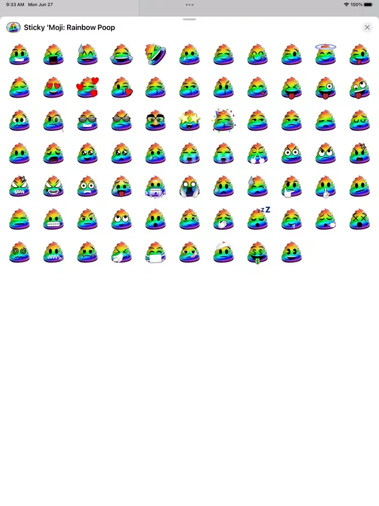 Capturas de tela do Sticky 'Moji: Rainbow Poop iPad 